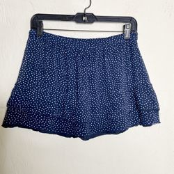 Abercrombie & Fitch Navy and White Polka Dot Layered Ruffle Mini Skirt | Small