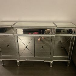 Silver Mirrored Console $400 Or Best Offer