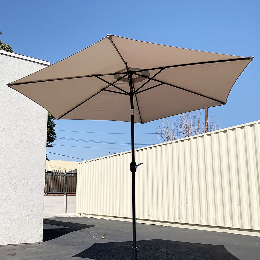 $35 (New) Outdoor 10ft patio umbrella with tilt and crank, garden market (base not included) 