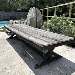Patio Table 12’ Long By 4’ Wide - NEEDS REPAIR