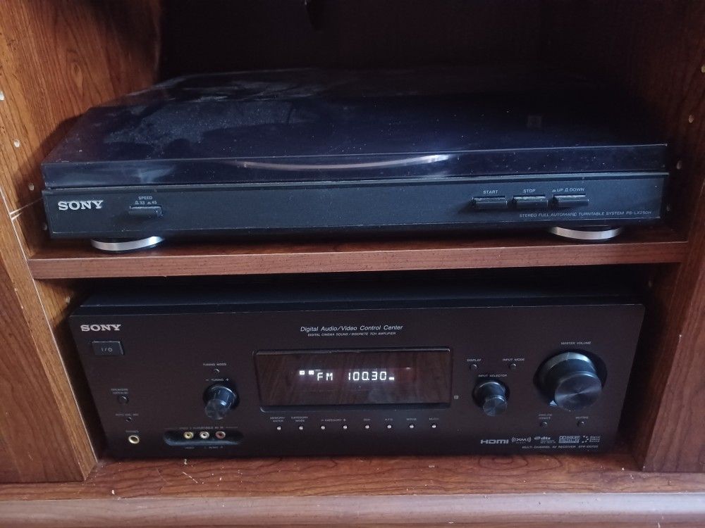 SONY STR-DG720 7.1 CHANNELS AV HDMI RECEIVER WITH SACD INPUT, SONY PHONO AND SONY WIRED BOOKSHELF SPEAKERS $300 FINAL PRICE SEE π ALL PICTURES