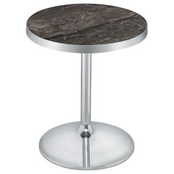 Cazen Grey Round Faux Marble Top Pedestal Side Table