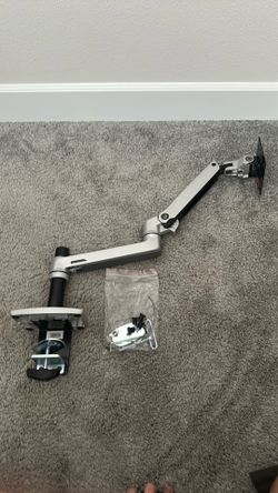 Amazon Basics Single Monitor Stand, Lift Engine Arm Mount, Silver