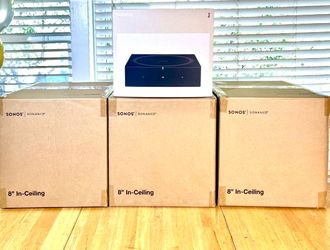 3PAIRS of SONOS 8” IN-CEILING Speakers including SONOS AMP.   Brand New.  Includes the Warranty.