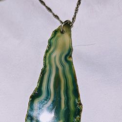 Boost Hippie Healing Crystal Green Agate Slice Necklace