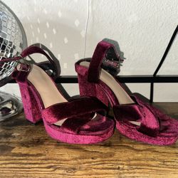 Maroon Felt Hugh heels 
