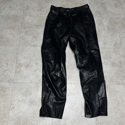 Vintage Leather Pants Woman's 1 Size Bootcut Soft Black 100% Genuine Leather