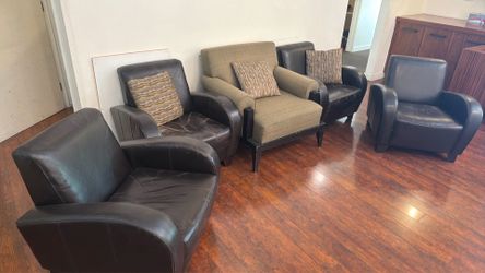 5 Lounge / Reception Chairs - Mixed Office Waiting Room Seating