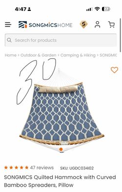 Quilted Double Hammock with Padded Pillow