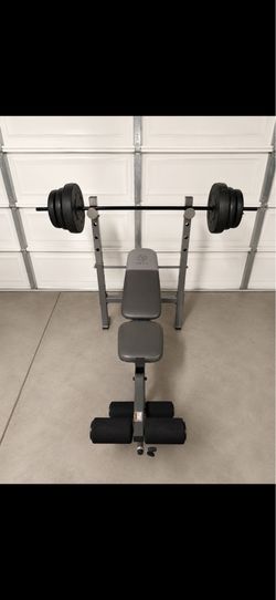 Weight Bench with Barbell & Weight Plates