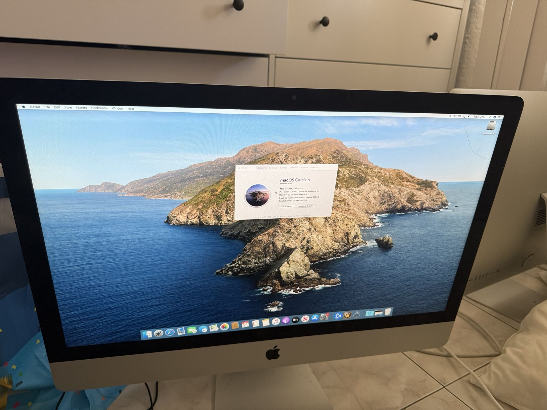 IMac 27in - 2.9GHz Quad Core, 32Gb Memory, GTX 660m