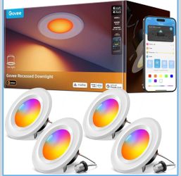 Govee Smart Retrofit Recessed Lighting 6 Inch, Wi-Fi Bluetooth Direct Connect RGBWW Retrofit Can Lights, 65 Scene Modes, Works with Alexa & Google Ass
