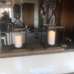 BATTERY OPERATED BRONZE LANTERNS - $25.00 for both