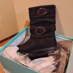 Girls Boots, Black, Zip up  Size 12, New