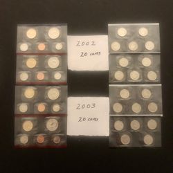 Coins -  Original Mint Packaging – Uncirculated Mint Set – 2002 (20 Coins) and 2003 (20 Coins) - Total 40 Coins