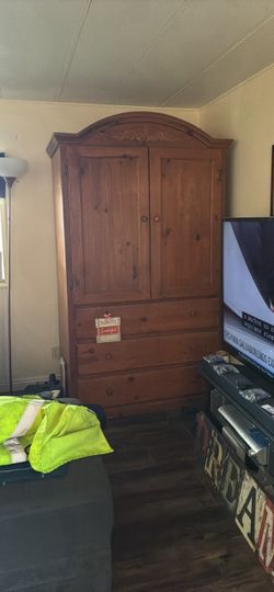 Solid Wood Armoire with Drawers