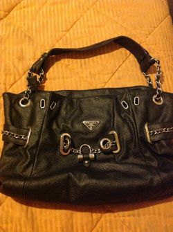 Black leather prada purse
