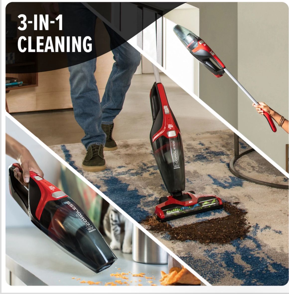 Dirt Devil Versa 3-in-1 Cordless Stick Vacuum – Lightweight, Rechargeable & Versatile