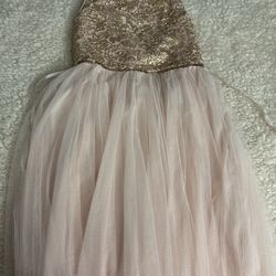 Girls Dress Size 12 Light Pink And Gold 