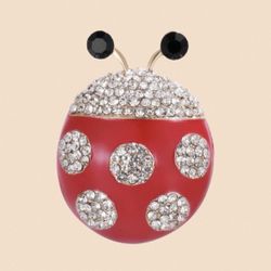 New - Rhinestone Adorned Ladybug 🐞 Ladybird Brooch Pin - Women’s Jewelry 