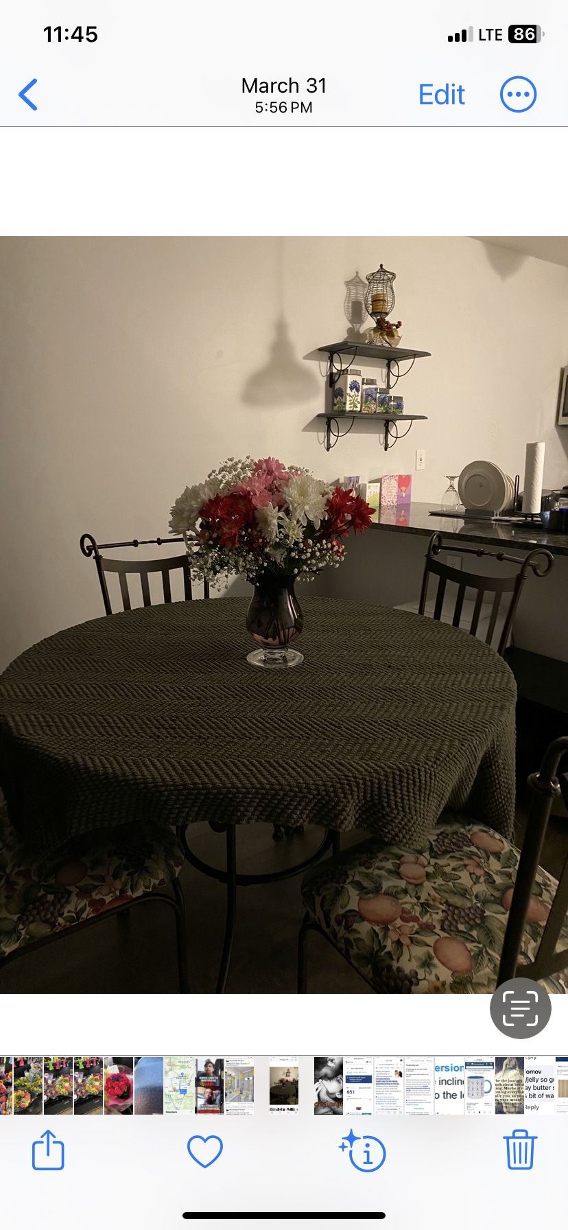 Glass Top Table And 4 Padded Chairs