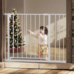 Baby Safety Gate, Baby Gates for Top Stairs Doorway, 29.5''- 40.5''Wide Pressure Mount, White