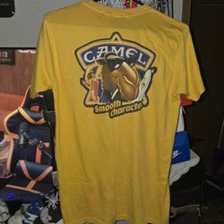 Vintage 1989 Camel Cigarette  T Shirt Size Large Yellow