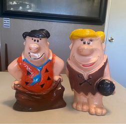 VINTAGE 1971 FRED FLINTSTONE & BARNEY RUBBLE BANKS