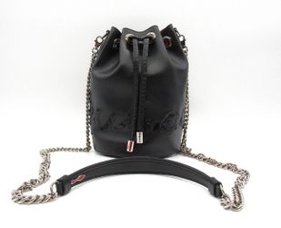 Christian Louboutin Marie Jane Bucket Bag Black Leather Chain Shoulder Bag