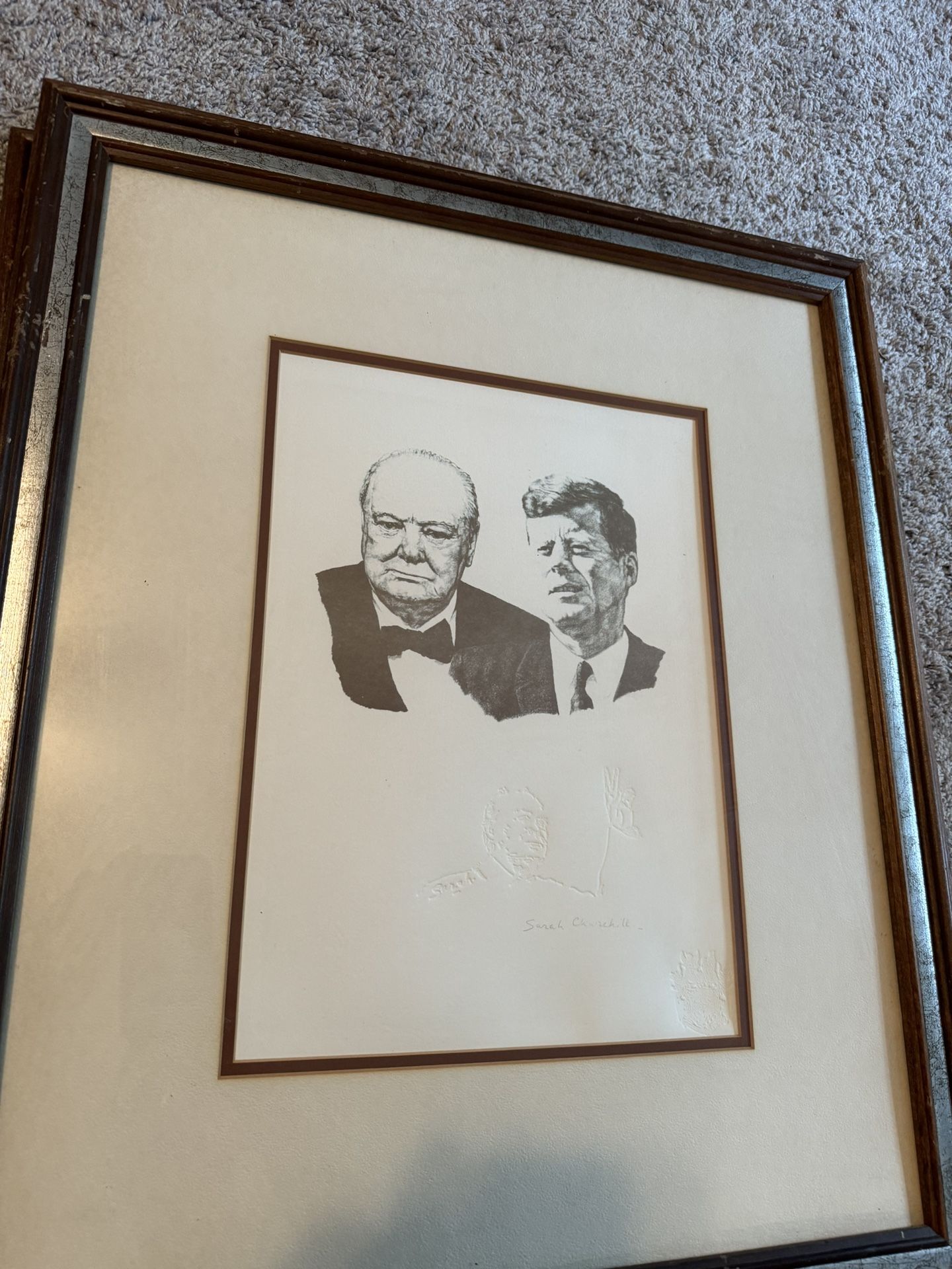 Lot 2 Winston Churchill FDR & JFK Lithograph Sarah Churchill Signed
