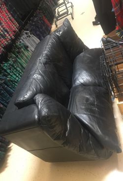 Black faux leather couch sofa loveseat good condition