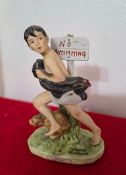 Norman Rockwell 1973 NR5 No Swimming Figurine Vintage.