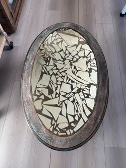 Oval Mosaic Glass Table