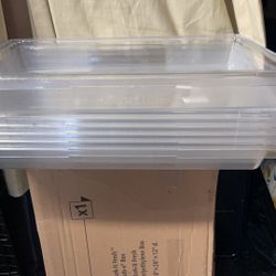 Ser Of 6 Brand New 18”x26”x12” Hard Plastic Storage Trays 