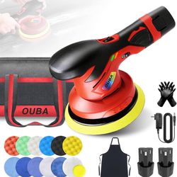 new Cordless Car Buffer Polisher Kit, 6 Inch Car Polisher, 6 Variable Speed, with 2 PCS 12v Rechargeable Battery, Car Buffer Complete with Polishing A
