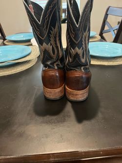 Brown Leather Cowboy Boots with Embroidery