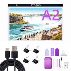 Large A2 LED Light Pad for Diamond Art Painting & Tracing, USB-Powered Light Board with 3 Brightness Levels - Includes Clips & Painting DIY Tools Kit