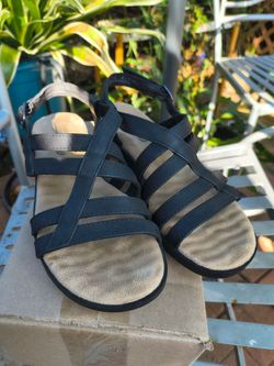 Black Leather Strappy Gladiator Sandals