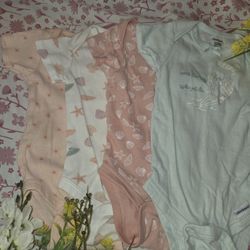 0-3m Baby Girl Onesie Set 4pc