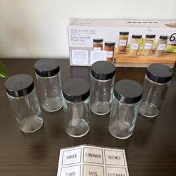 Crofton Glass Spice Jars - set of 6