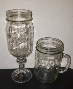 X2 BALL FOOTED PEDESTAL GOBLET CHALICE MASON JAR MUG CUP DRINKWARE SET