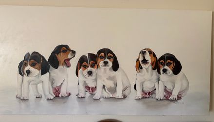 6 baby beagle original oil