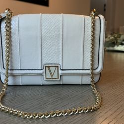 Victoria's Secret White Shoulder Bag with Gold Chain VS 2021 Collection