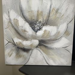 Gold And White Painting With Metallic Accents