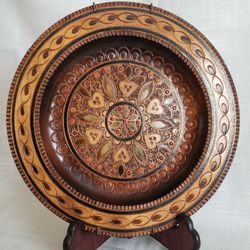 Decorative Polish Hand Carved Wooden Plate
