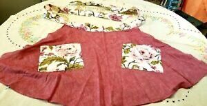 Flower apron women's half skirt mid century Vintage kitchen apron ~ RARE