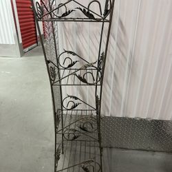 Metal Gray Plant Stand Shelves 