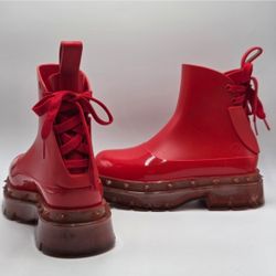 Melissa x Undercover Spikes Boots in red.  Women's 8 Men's 6.5
