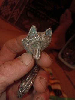 Handmade Mexico Silver Wolf Vintage