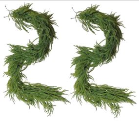 2 piece 6FT Christmas Norfolk Pine Garland with led lights.